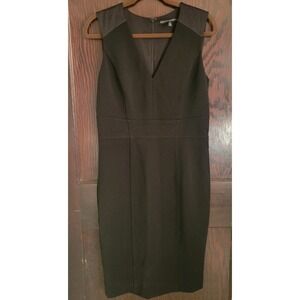 White House Black‎ Market Black Sleeveless Sheath Dress Size 12 LBD V-Neck P19